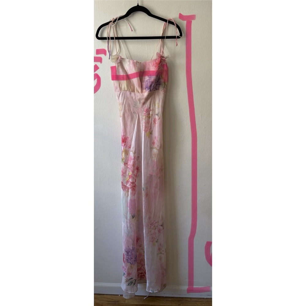 For Love and Lemons Lisa Maxi Dress Floral Print Pink Size Medium M $289 - Picture 7 of 9